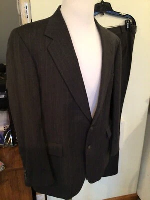 Men’s "Botany 500 Couture Dark Grey Stripe 2pc Suit sz 46L Pants 38x29 - Image 1 of 4
