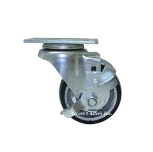 5D21PASB 5" Swivel Plate Caster with Brake, Polyurethane on Aluminum Wheel - Picture 1 of 1