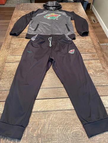 MINNESOTA WILD (2 piece) men's Large REEBOK Center Ice Track Suit Jacket & Pants Cover