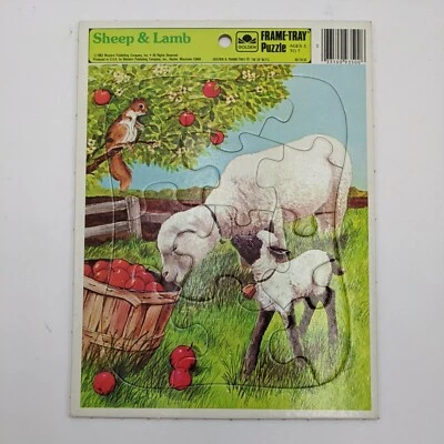 Sheep and Lamb Frame Tray Puzzle Vintage 1983 Golden Warner Bros 12 Piece USA - Image 1 of 4