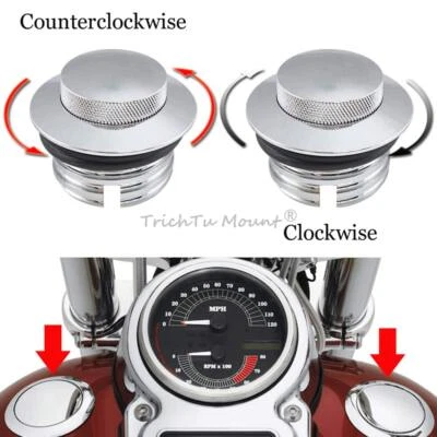 Tapa de gasolina del tanque de combustible ventilado emergente montaje empotrado cromado izquierda y derecha para Harley Touring Foto 1 de 4