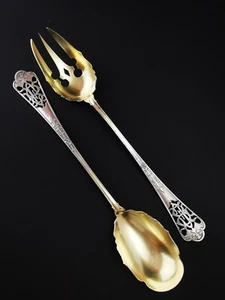 PUIFORCAT - "Fer De Lance" - Gilded salad servers - Sterling silver - Picture 1 of 7