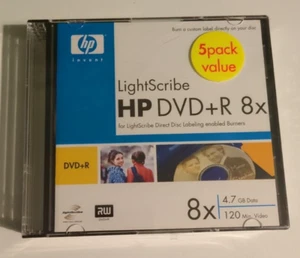 5 x HP LIGHTSCRIBE DVD+R DISCS 4.7GB IN JEWEL CASES ***NEW AND SEALED*** - Picture 1 of 3