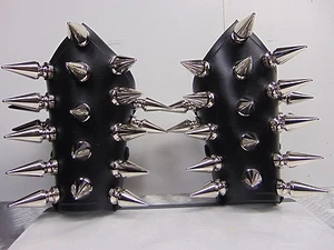 LEATHER GIANT SPIKE GAUNTLET. DEATH BLACK (MDLG0058)..... BELPHEGOR - Picture 1 of 10