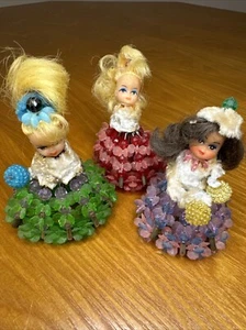 Three Vintage Safety Pin  Beaded Dolls In Need Of Some TLC. - Picture 1 of 10