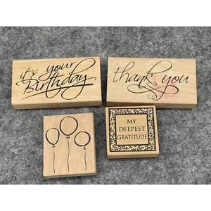 Gemischtes Set 4 Thank You Geburtstag Ballons tiefste Dankbarkeit Gummistempel - Bild 1 von 4