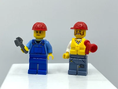 Lego minifigura ciudad mecánico trabajador azul en general, trabajador de la construcción Foto 1 de 4