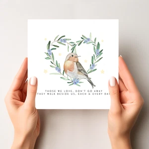 Sympathy Card - Thinking Of You - Sorry For Your Loss Card - Robin Forget Me Not - Picture 1 of 2