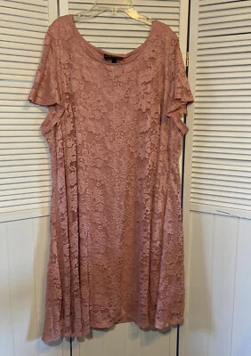 Vestido Lane Bryant para mujer 22/24 rosa rosa encaje superpuesto manga corta línea A nuevo con etiquetas Foto 1 de 4
