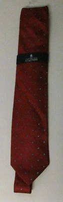 Corbata Stafford para hombre - roja con puntos azules - 100 % seda - talla única Foto 1 de 4