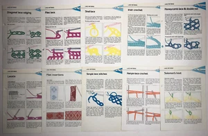 10 Marshall Cavendish TEXTURED STITCHES Crochet Instruction Cards Vintage 1980s - Picture 1 of 3