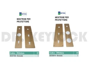 KIT MOSTRINA PLACCA DOPPIO CILINDRO MOTTURA X PORTE BLINDATE BRONZO DUE MODELLI - Picture 1 of 3