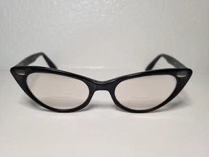 Vintage Bausch & Lomb Eyeglasses FRAME ONLY Black Cat Eye 50s RARE - Picture 1 of 8