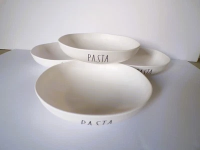 Tigelas de macarrão Rae Dunn melamina marfim branco letras pretas---Lote de 4!! - Imagem 1 de 3