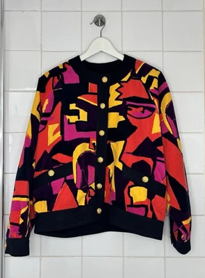 Vintage 80’s 90’s Laurel by Escada Abstract Velvet Style Bomber Jacket Size M L — 第 1/4 张图片