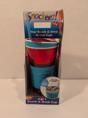 Snackeez 2 in 1 Red/Blue Snack & Drink Cup 8 oz Snack Cup/16 oz Drink - Image 1 of 4