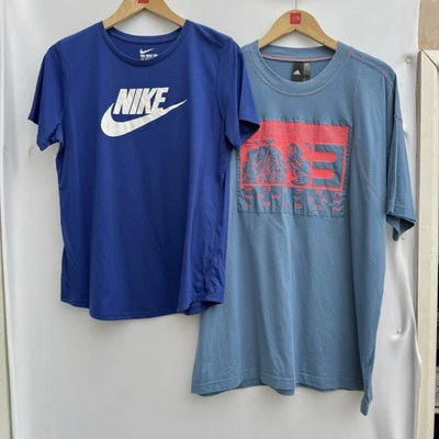 2x Tee Bundle Adidas Nike Sportswear Graphic Print T-shirt Blue Womens Large - Image 1 of 4
