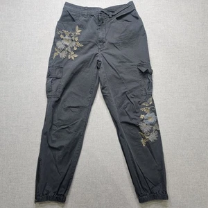 Pantalones cargo Sundance florales bordados para mujer talla 2 grises utilitarios estilo boho - Imagen 1 de 12