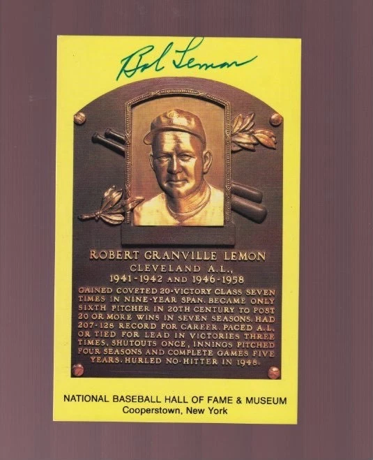 Bob Lemon Signed & Autograph Hall of Fame Postcard - Image 1 of 1
