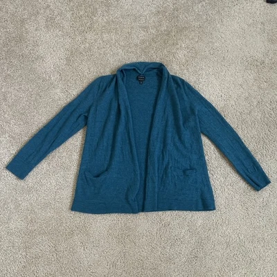 Cárdigan suéter Talbots pura lana merino verde azulado abierto ligero para mujer XL Foto 1 de 4
