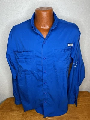 Camisa Para Hombre Columbia PFG Omni-Sombra Pesca L/S Botón M Mediana | Azul | Poliéster Foto 1 de 4