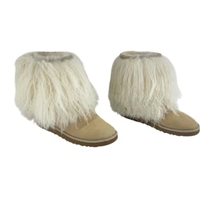 Botas de nieve Ugg para mujer beige de piel de oveja mongola gamuza talla 9 usadas - Imagen 1 de 6