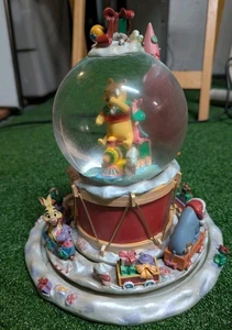Disney Winnie The Pooh Toyland Rotating Train Snow Globe Christmas drum tree - Picture 1 of 5