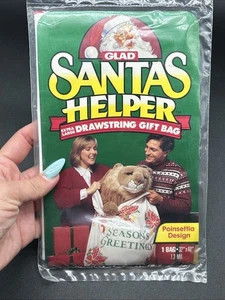 VTG Giant Christmas Bag Glad Santa’s Helper Poinsettia XL HOLIDAYS  - Picture 1 of 5