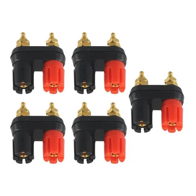4mm Dual Banana Female Binding Post Panel Mount Socket Connectors Pack of 5 - Image 1 of 4