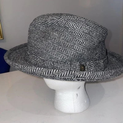 Винтажная мужская шляпа-федора кантри джентльмен 100% шерсть твид большой размер сделано в США - Изображение 1 из 4