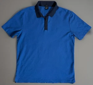 Hugo Boss Polo Shirt XL Regular Fit Blue Cotton Contrast Collar Men’s Size 40 - Picture 1 of 8