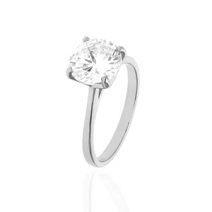 Platinum Over Sterling Silver Brilliant Solitaire Engagement Ring with Gem - Picture 1 of 27