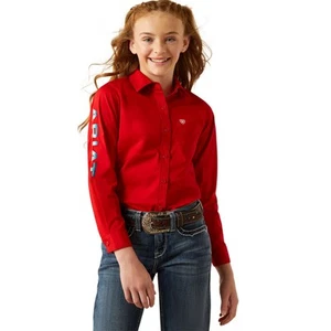 Ariat Youth Girls Team Kirby Red Shirt 10058852 - Picture 1 of 35