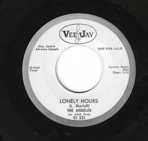 THE ANGELOS 45RPM '63 VEE JAY LONELY HOURS DOO WOP BALLADE PROMO M- VINYL - Bild 1 von 1