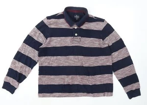 Blue Harbour Mens Blue Striped Cotton blend Size M Collared - Picture 1 of 10