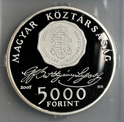 Hungary 5000 Forint 2007 Bp  KM# 799 Proof  sterling silver with COA - Image 1 of 3
