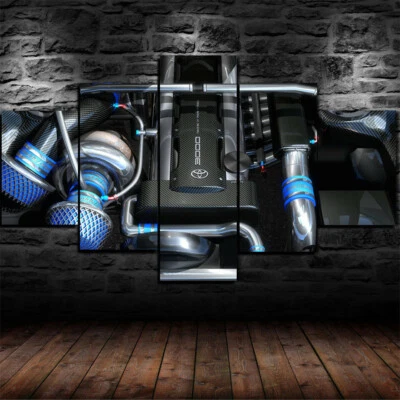 Cartel de arte de pared con impresión en lienzo de 5 paneles de motor Toyota Supra Twin Turbo decoración del hogar Foto 1 de 4