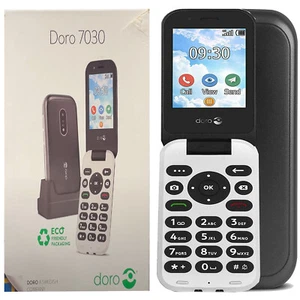 New Doro 7030 Dual Sim 4GB ROM+ 512MB RAM Black Factory Unlocked 4G/LTE OEM - Afbeelding 1 van 1