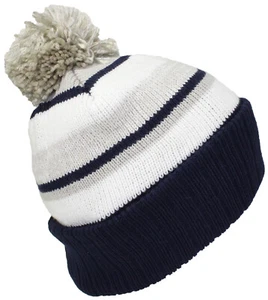 Best Winter Hats Quality Striped Variegated Cuffed Beanie W/Pom (L/XL) - Picture 1 of 7