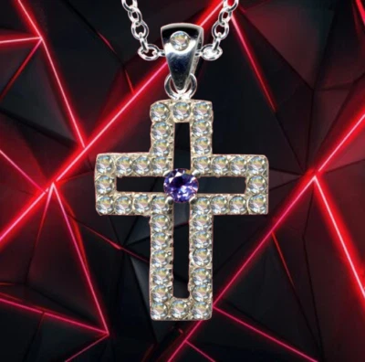  Exklusiver Kreuz Anhänger + Kette Echt 925 Sterling Silber Zirkonia  Strass - Bild 1 von 4