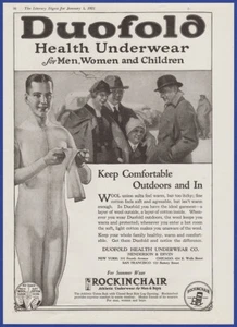 De colección 1921 DUOFOLD Ropa Interior Salud Trajes Union ROCKINCHAIR Años 20 Anuncio Impreso - Imagen 1 de 1