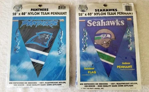 NFL Outdoor Flag or Indoor Pennant Panthers or Seakhawks 28" x 40" - New/Sealed Cover