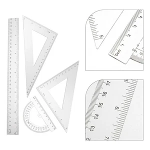 2 Sets Professional Triangle Ruler Clear Protractor Ruler Set for Drafting - Picture 1 of 10