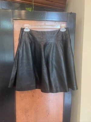 Falda acampanada de cuero negra Milly Delphine talla 4 Foto 1 de 3