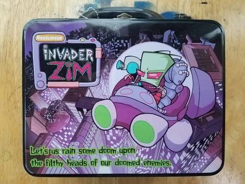 Hot Topic Invader Zim 2001 Metal Lunchbox ~ Rare Vintage Collectible! ~ No Strap Cover