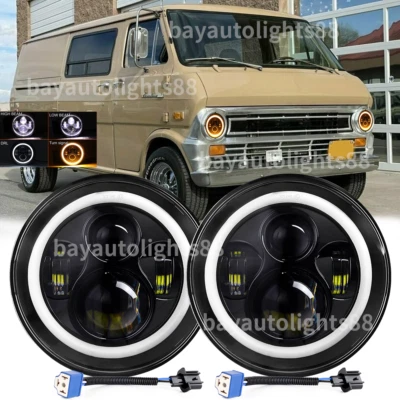 Par de faros LED redondos 130W 7" para furgoneta Ford E-100 Econoline / E-150 Econoline Foto 1 de 4
