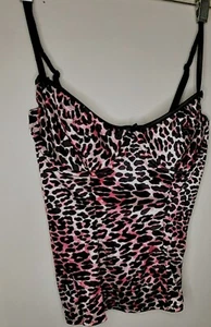 Betsey Johnson Pink Black Leopard Animal Print Camisole Intimate Stretch Large - Picture 1 of 3