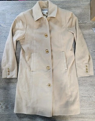 L.L. Bean Women's Peacoat Camel Brown Women's Petite Size 8 80% Wool Coat Button - Image 1 of 4