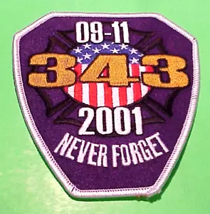 NEW YORK FDNY NEVER FORGET 343 NY 4 1/2" FIRE DEPT PATCH FREE SHIPPING!!! - Picture 1 of 1