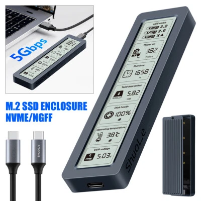 Adaptador de gabinete SSD M.2 con pantalla LCD unidad de estado sólido estuche externo Foto 1 de 4